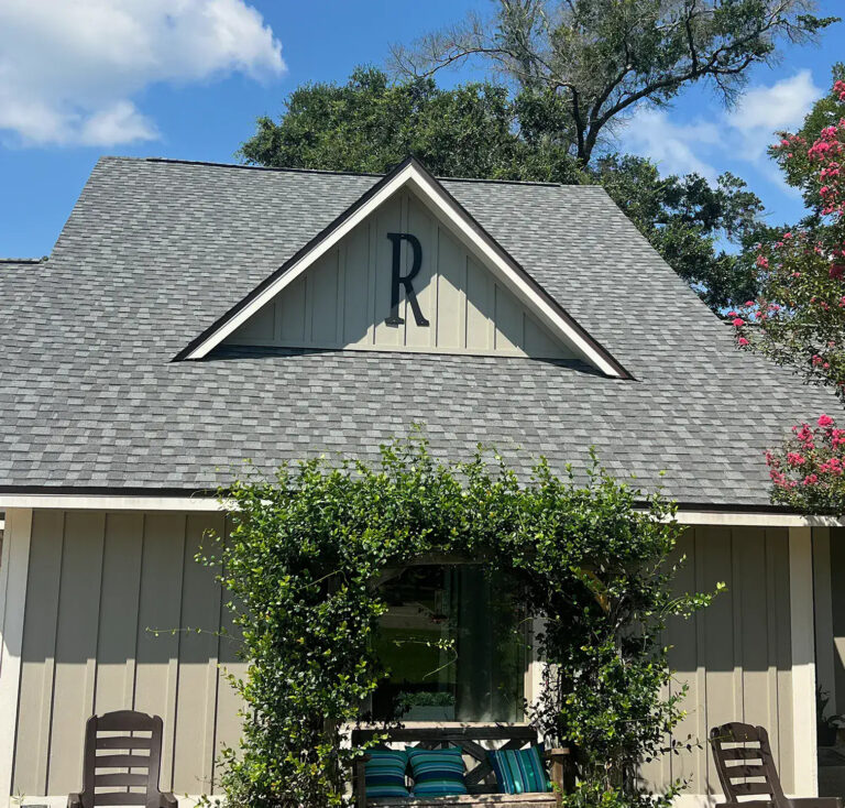 Close up of house roof with R 768x734
